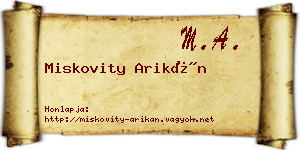 Miskovity Arikán névjegykártya